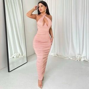 Halter Cross Dress Bandage Neck Hollow Chest Club Party Night Dress Size S